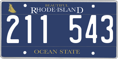 RI license plate 211543