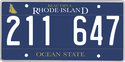 RI license plate 211647