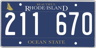 RI license plate 211670