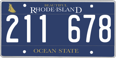 RI license plate 211678