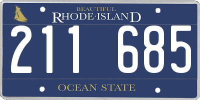 RI license plate 211685