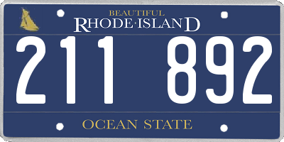RI license plate 211892