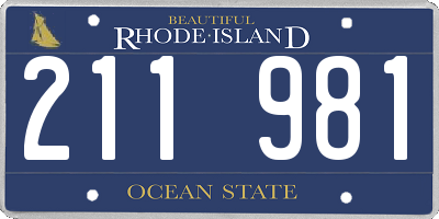 RI license plate 211981