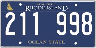RI license plate 211998