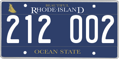RI license plate 212002