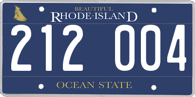 RI license plate 212004