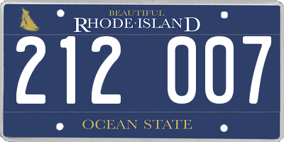 RI license plate 212007