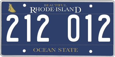 RI license plate 212012