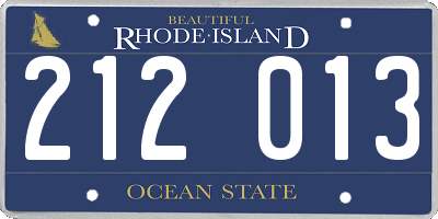 RI license plate 212013