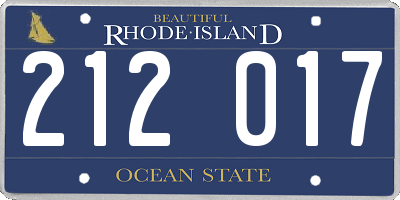 RI license plate 212017