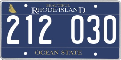 RI license plate 212030
