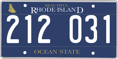RI license plate 212031