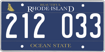 RI license plate 212033