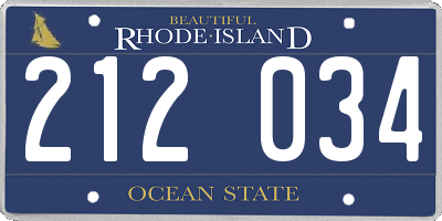 RI license plate 212034