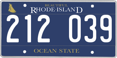 RI license plate 212039