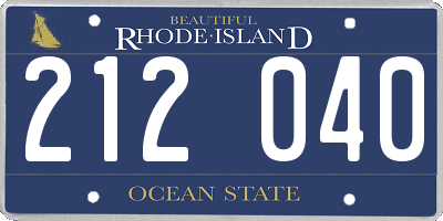 RI license plate 212040