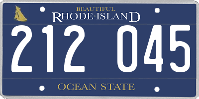 RI license plate 212045
