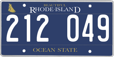 RI license plate 212049