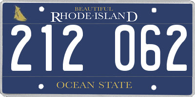 RI license plate 212062