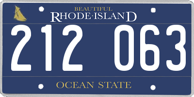 RI license plate 212063