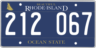 RI license plate 212067