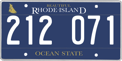 RI license plate 212071