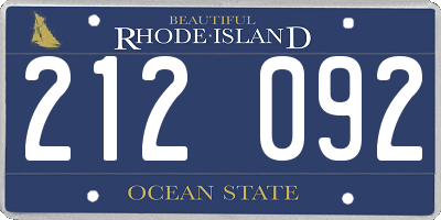 RI license plate 212092