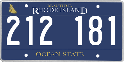 RI license plate 212181