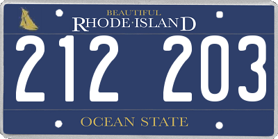 RI license plate 212203