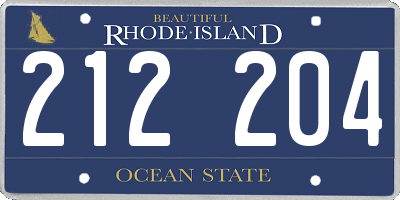 RI license plate 212204