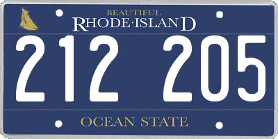 RI license plate 212205