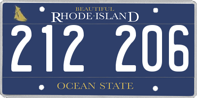 RI license plate 212206