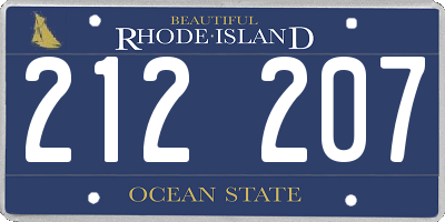RI license plate 212207