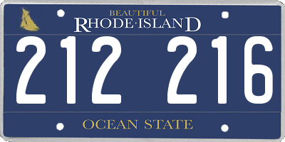 RI license plate 212216
