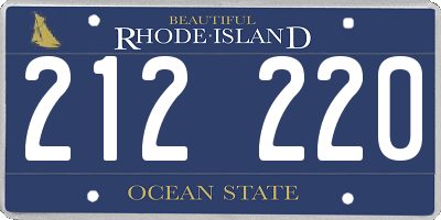 RI license plate 212220