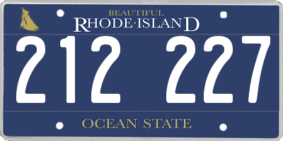 RI license plate 212227