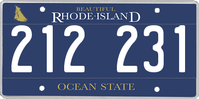 RI license plate 212231
