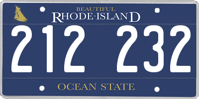 RI license plate 212232