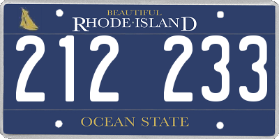 RI license plate 212233