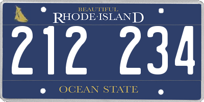 RI license plate 212234
