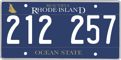 RI license plate 212257