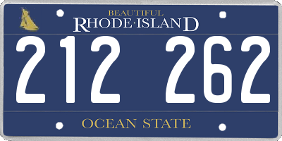 RI license plate 212262