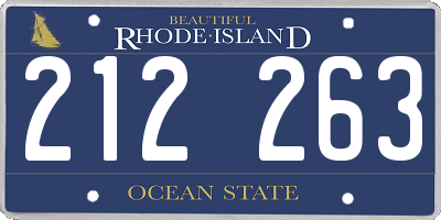 RI license plate 212263