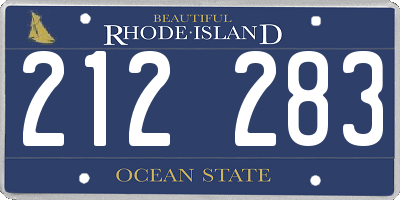 RI license plate 212283