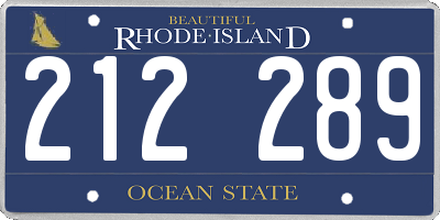 RI license plate 212289