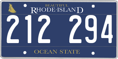 RI license plate 212294