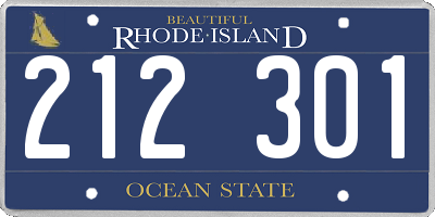 RI license plate 212301