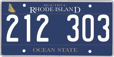 RI license plate 212303