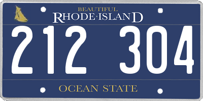 RI license plate 212304
