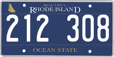 RI license plate 212308
